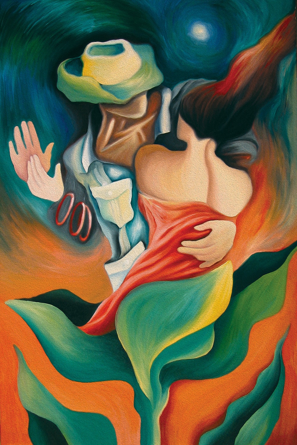 Large Canvas Print. Cuban Art Painting. Stretched Ready to Hang. First Dance by Miguez. Available on Art Paper Various Sizes Home Wall Decor